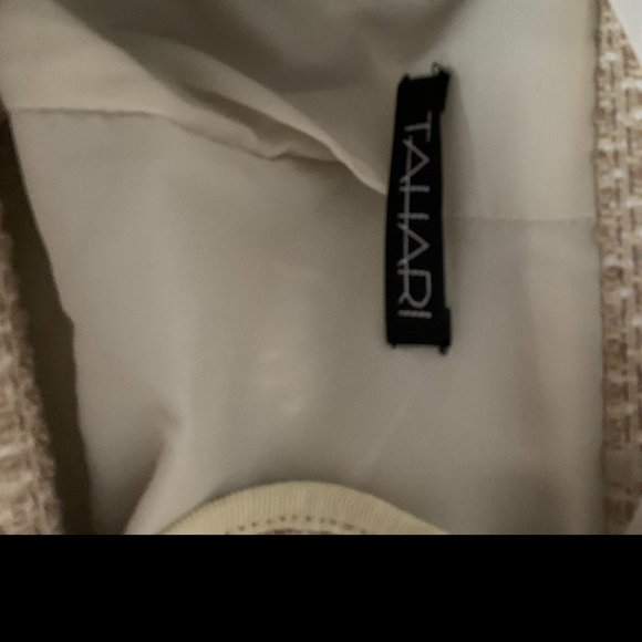 Tahari 6 cream bone tan suit jacket skirt - Picture 2 of 7